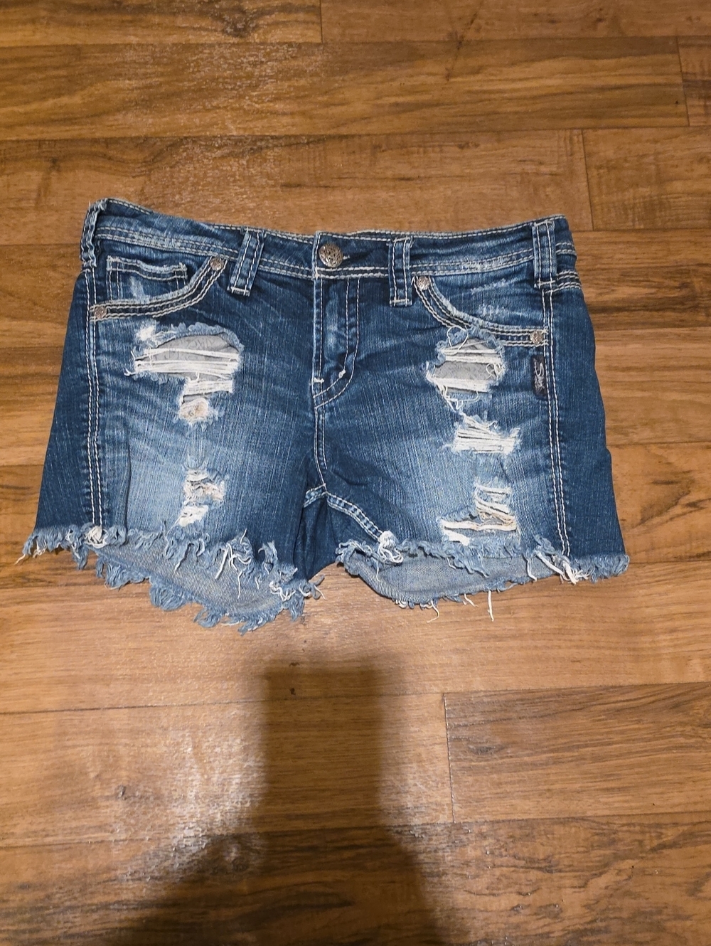 Silver Jeans Blue Distressed Denim Cutoff Shorts